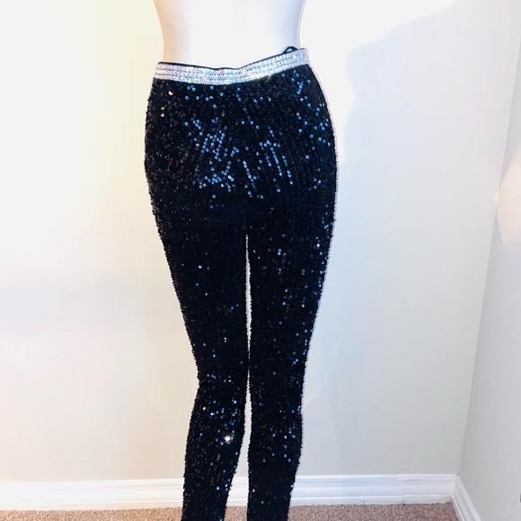 Sequins black and stone fitted pants - Picture 2 of 5